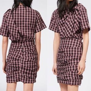 NWT Isabel Marant Etoile Size 36 US Sz 4 Tartan Ruched Cotton Oria Dress